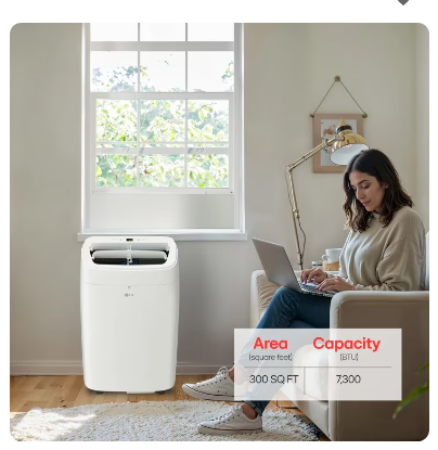 7,300 BTU (SACC) / 11,000 BTU (ASHRAE) Portable Air Conditioner, 300 Sq. Ft