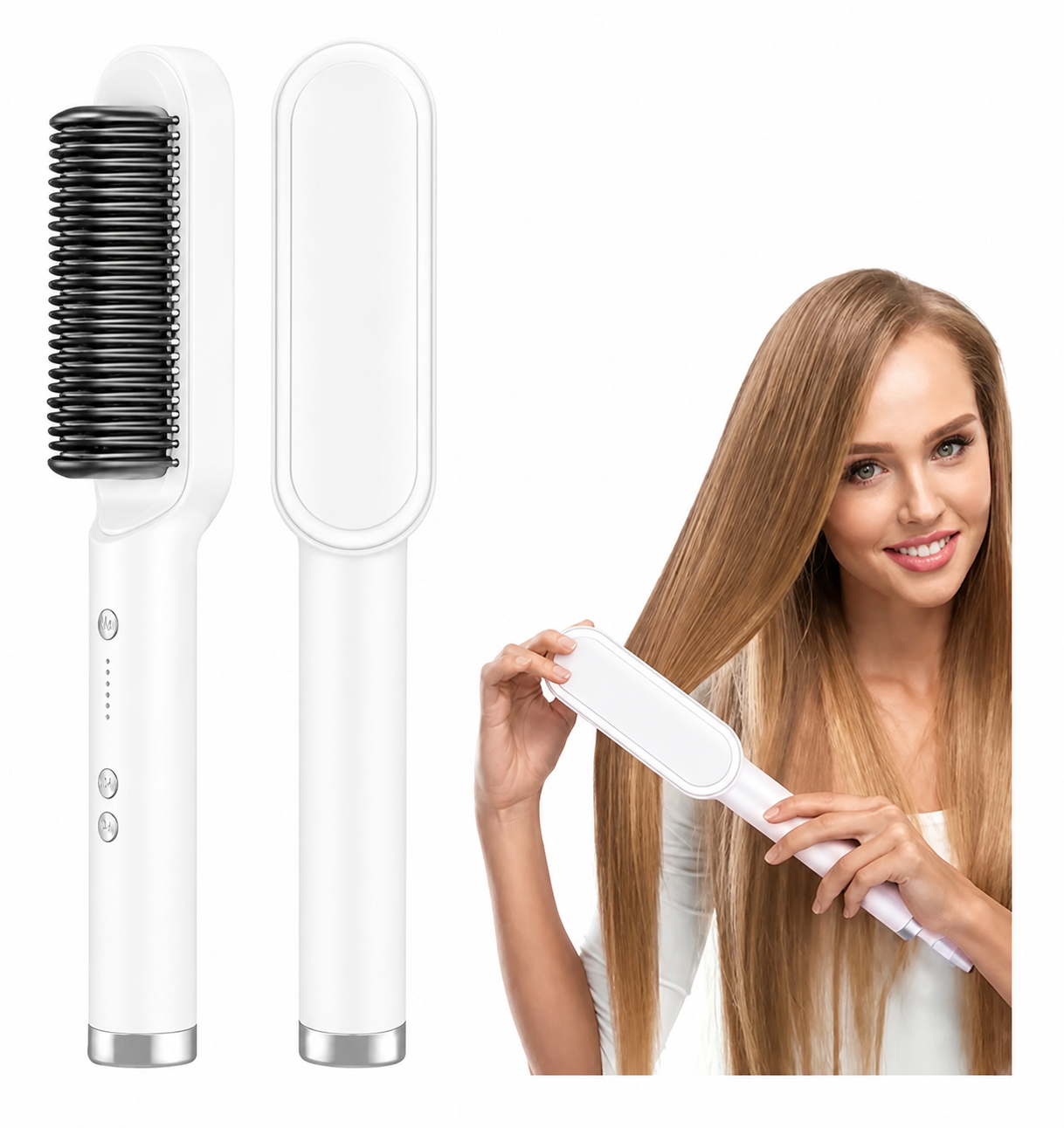 Luxury Ionic Hair Straightener Brush – Salon Style at Home