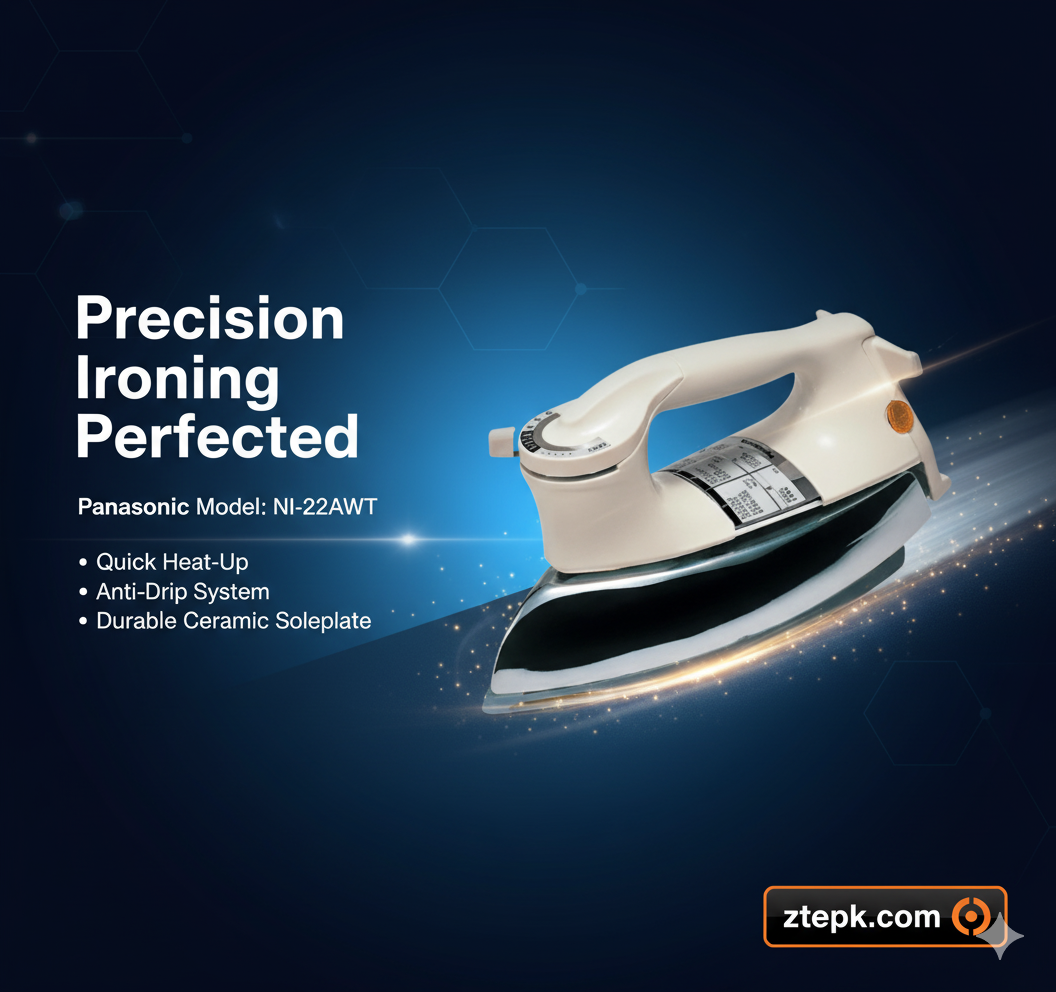Panasonic NI-22AWT Heavyweight Deluxe Dry Iron – Original 1000W Metal Body with Automatic Temperature Control & Non-Stick Soleplate