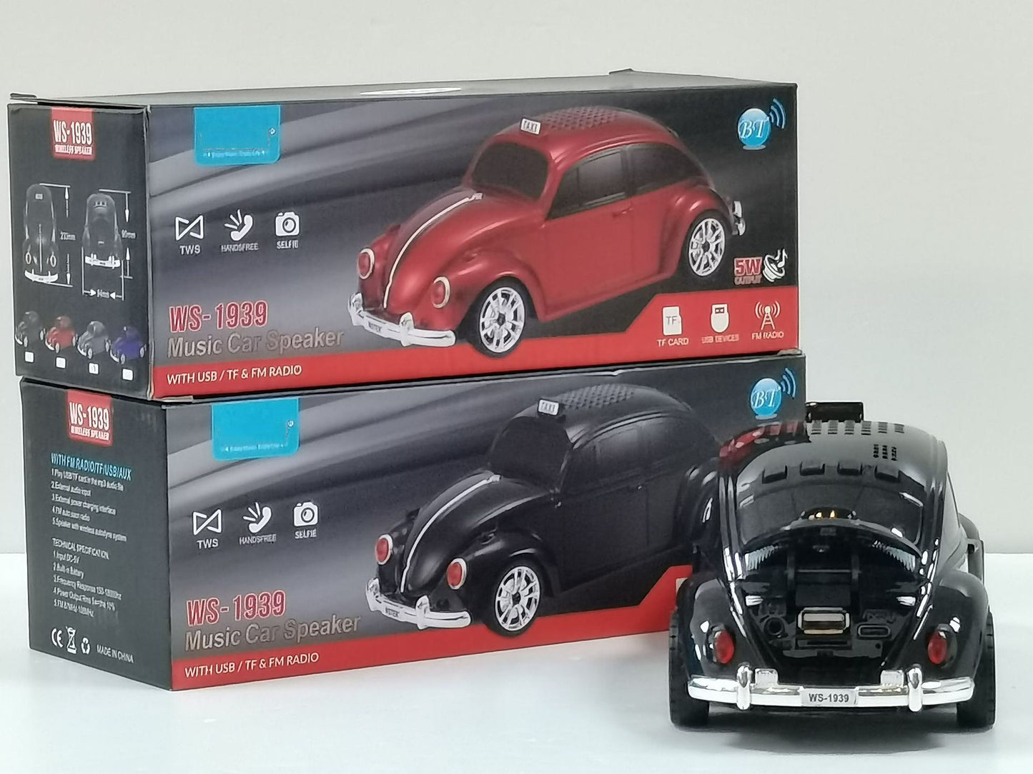 WS-1939 Car Model Speaker - Portable Taxi Sound Box with LED Lights