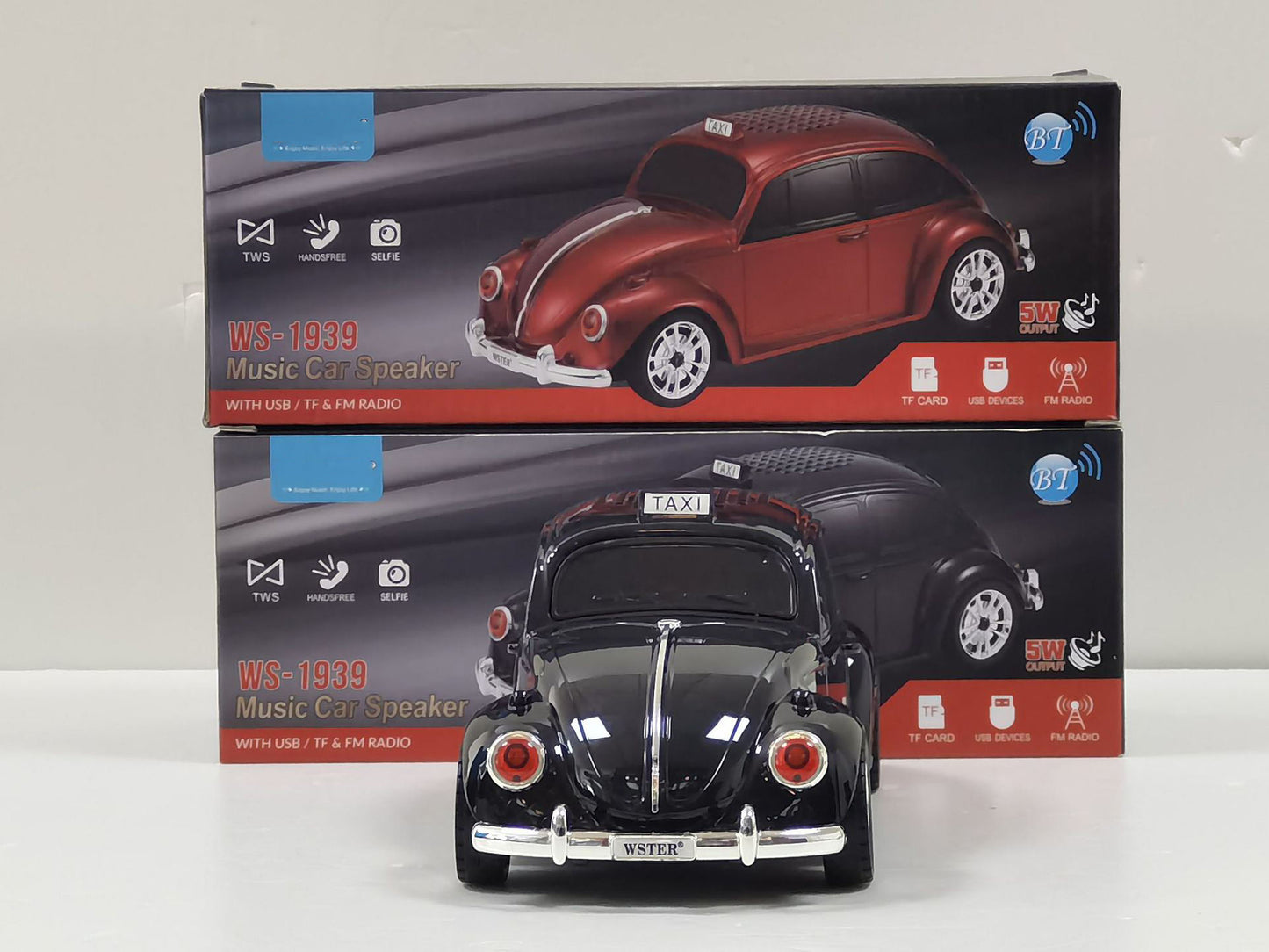 WS-1939 Car Model Speaker - Portable Taxi Sound Box with LED Lights