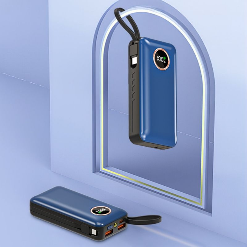 20000mAh Portable Power Bank - Built-in Cables