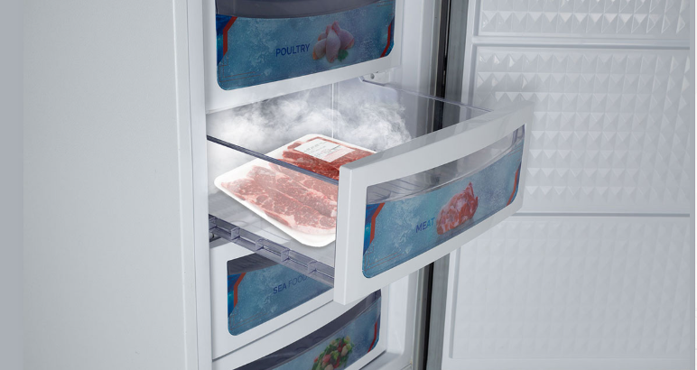 Honey Comb Burgundy Vertical Freezer Dawlance 1035WB Glass Door