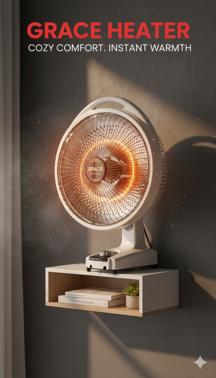 Grace Electric Bracket Heater – Carbon Heating Element | Oscillating Wall & Stand Design | Energy-Efficient Winter Heating