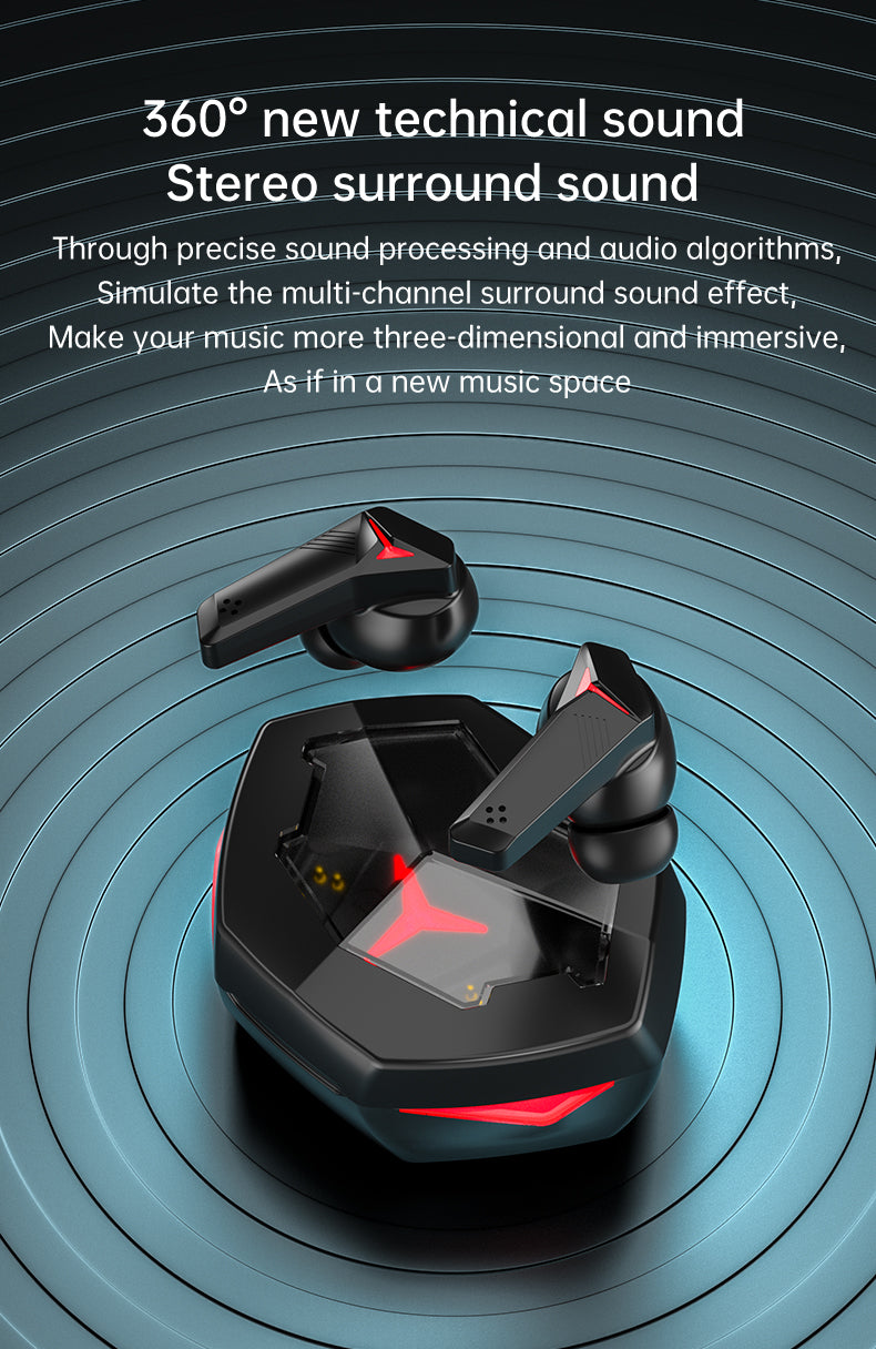 Wireless Bluetooth Gaming Earbuds with LED Lights & Deep Bass Sound