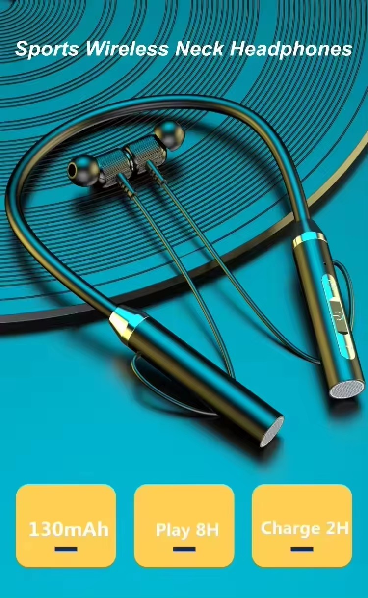 Bluetooth Neckband Headphones – 8H Playtime & Fast Charging