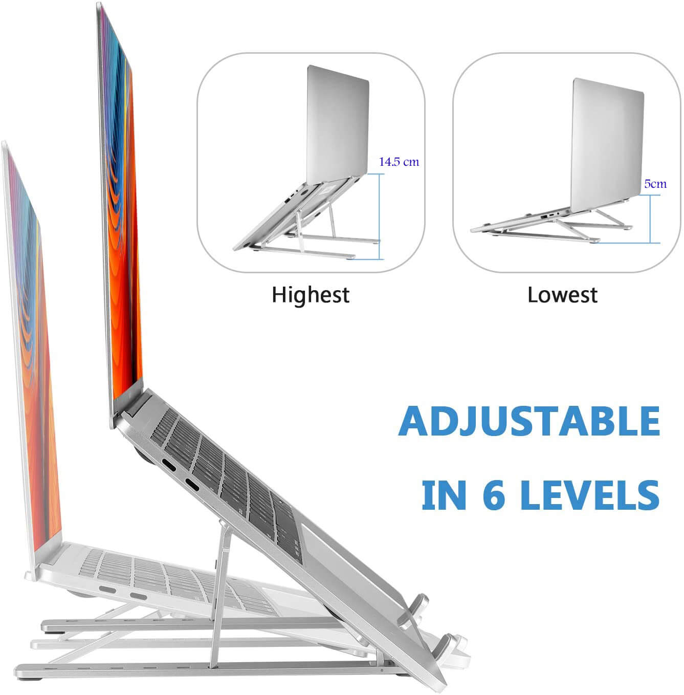 Adjustable Laptop Stand – Foldable Aluminum Laptop Holder for Desk