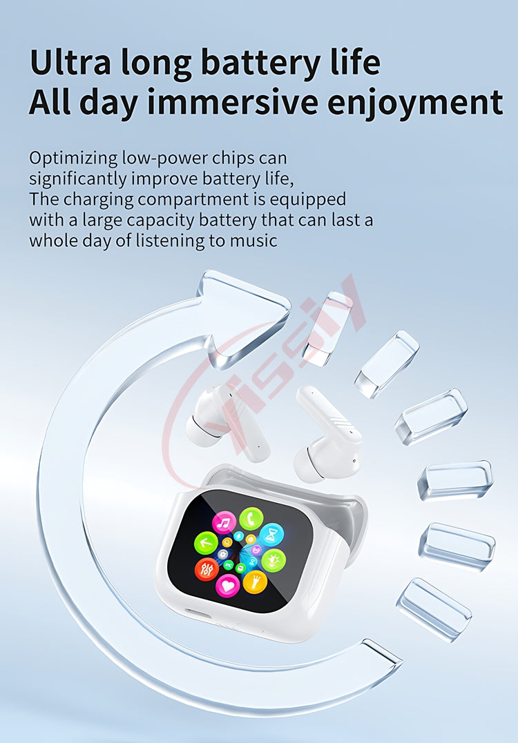 Smart Touch Screen Earbuds – Noise Cancelling Bluetooth Headphones