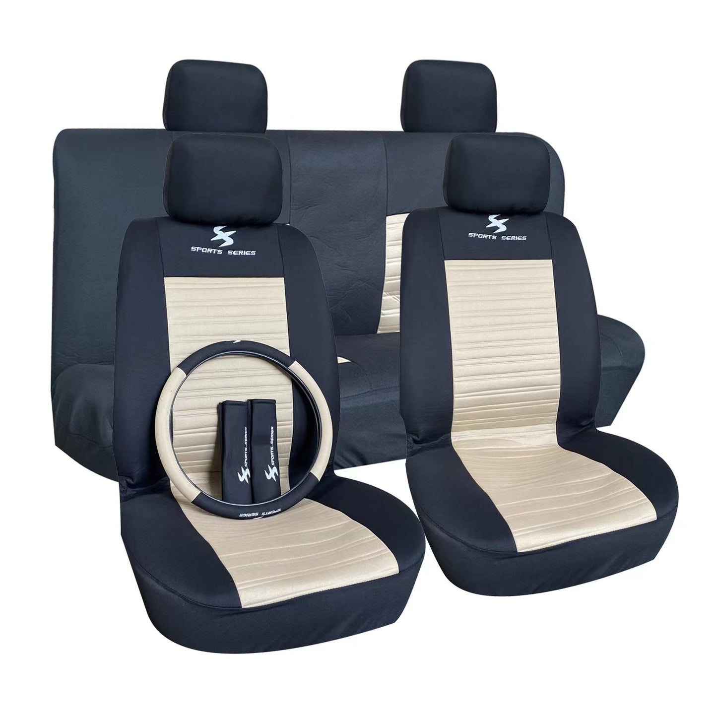 High-Quality Car Seat Covers Full Set – Stylish Black Sports Edition