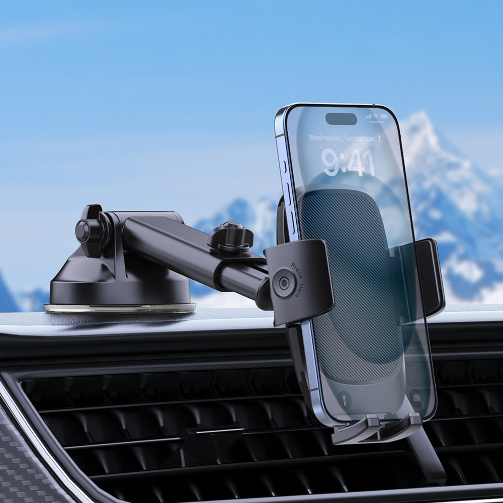 Universal Car Phone Mount – Strong Suction Cup & Adjustable Arm