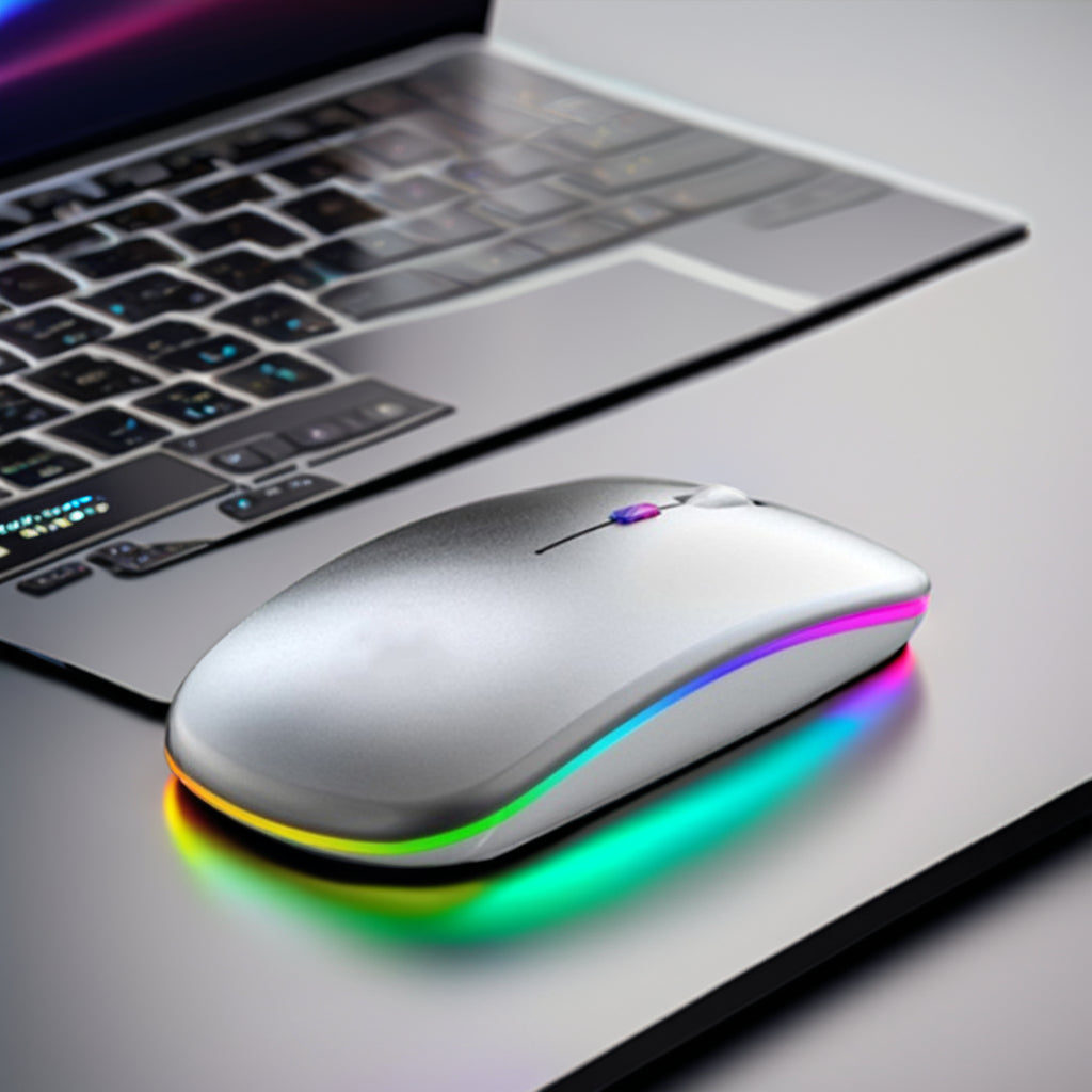 Rechargeable Wireless Mouse Bluetooth 5.2 + 2.4G – RGB LED Slim Silent Mouse for Laptop & PC