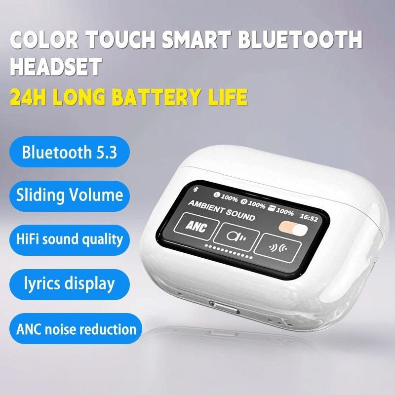 Smart Touch Screen Wireless Earbuds – ANC, Bluetooth 5.3 & HiFi Sound