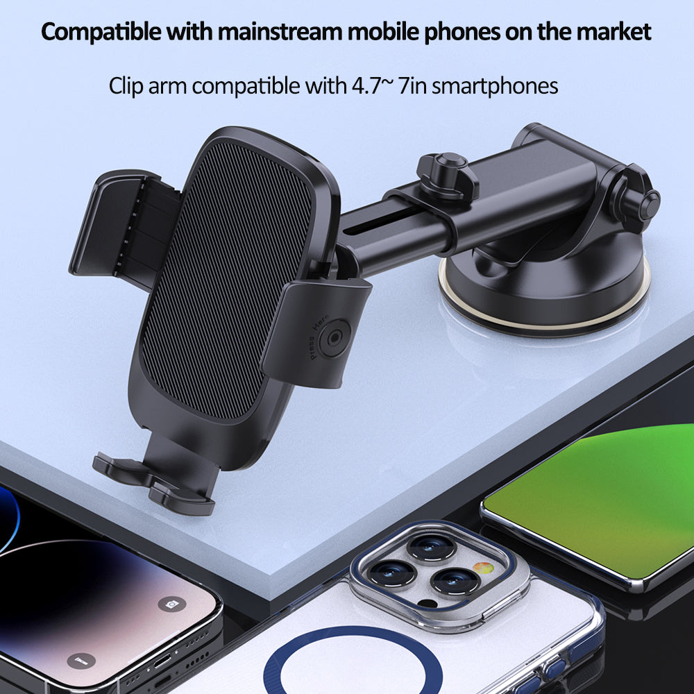 Universal Car Phone Mount – Strong Suction Cup & Adjustable Arm
