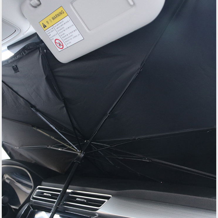 Premium Car Sun Shade Umbrella | Heat Insulating Windshield Visor Cover with Storage Leather Pouch