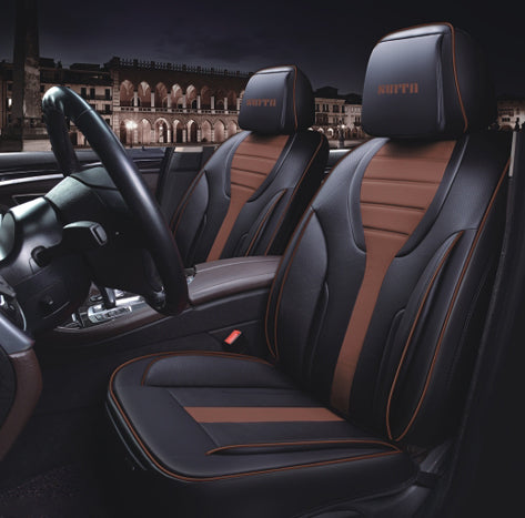 Luxury Car Seat Covers Black & Red – Waterproof Leather Universal Fit Cushion Set