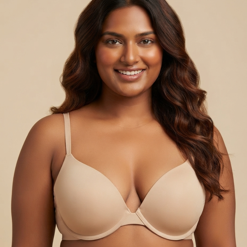 Deeo Plung Lightly Padded Wired Cotton T-Shirt Bra