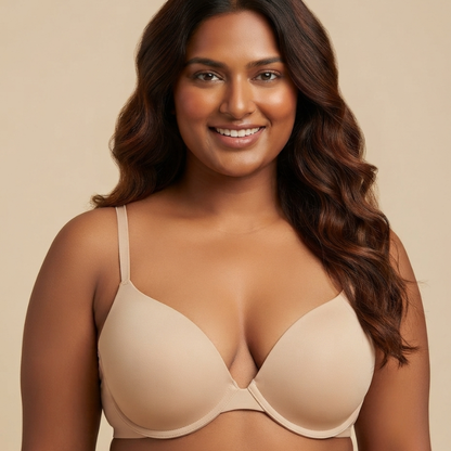 Deeo Plung Lightly Padded Wired Cotton T-Shirt Bra