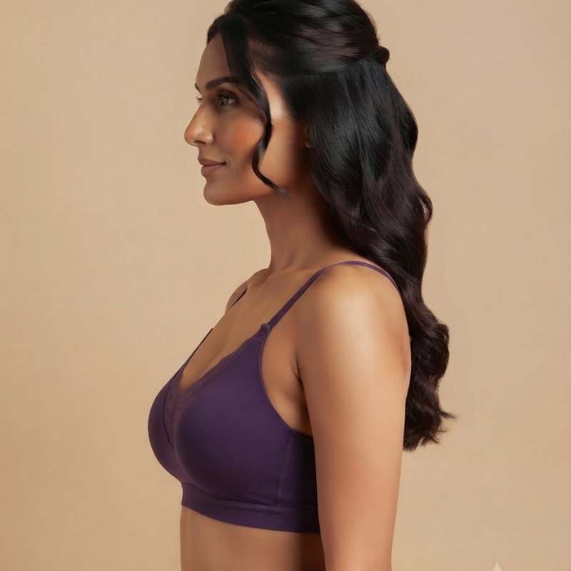 LIGHTLY PADDED NON WIRED T SHIRT BRA-PLUM