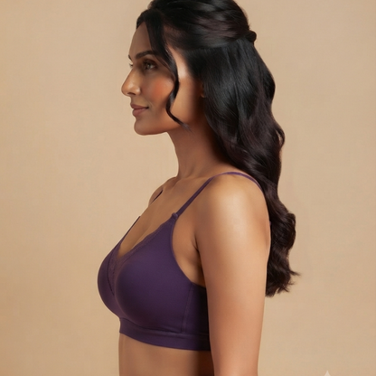 LIGHTLY PADDED NON WIRED T SHIRT BRA-PLUM