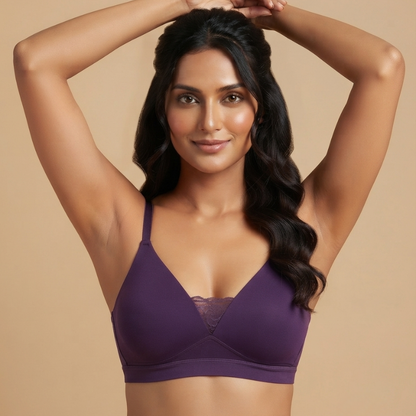 LIGHTLY PADDED NON WIRED T SHIRT BRA-PLUM