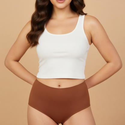 High Waist laser Cut 4 layered Period Panty -rust