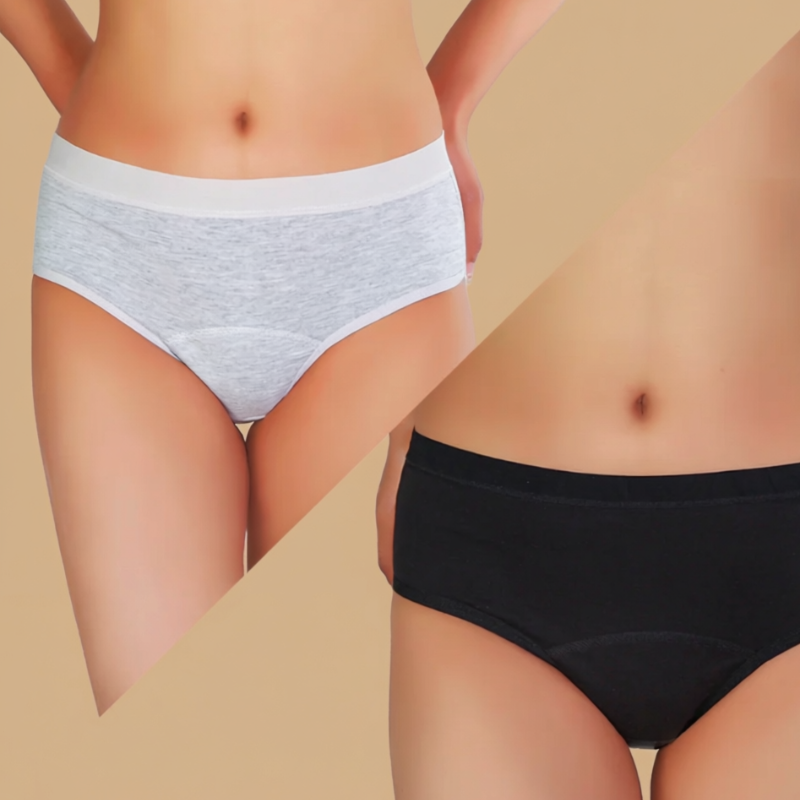 Pack Of 2 Super Soft Cotton Mid Waist Period Panty-Assorted