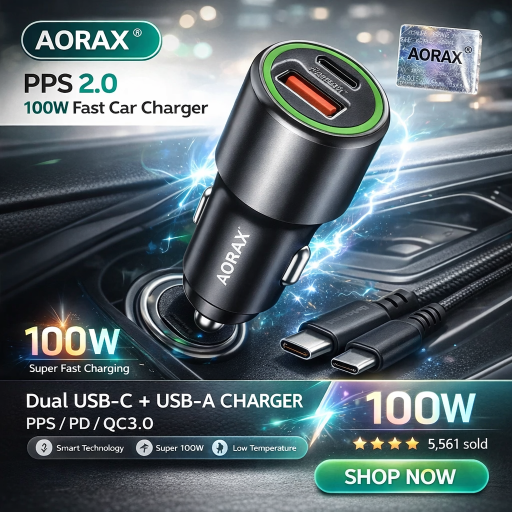 AORAX KH-01 100W Dual Port Car Charger
