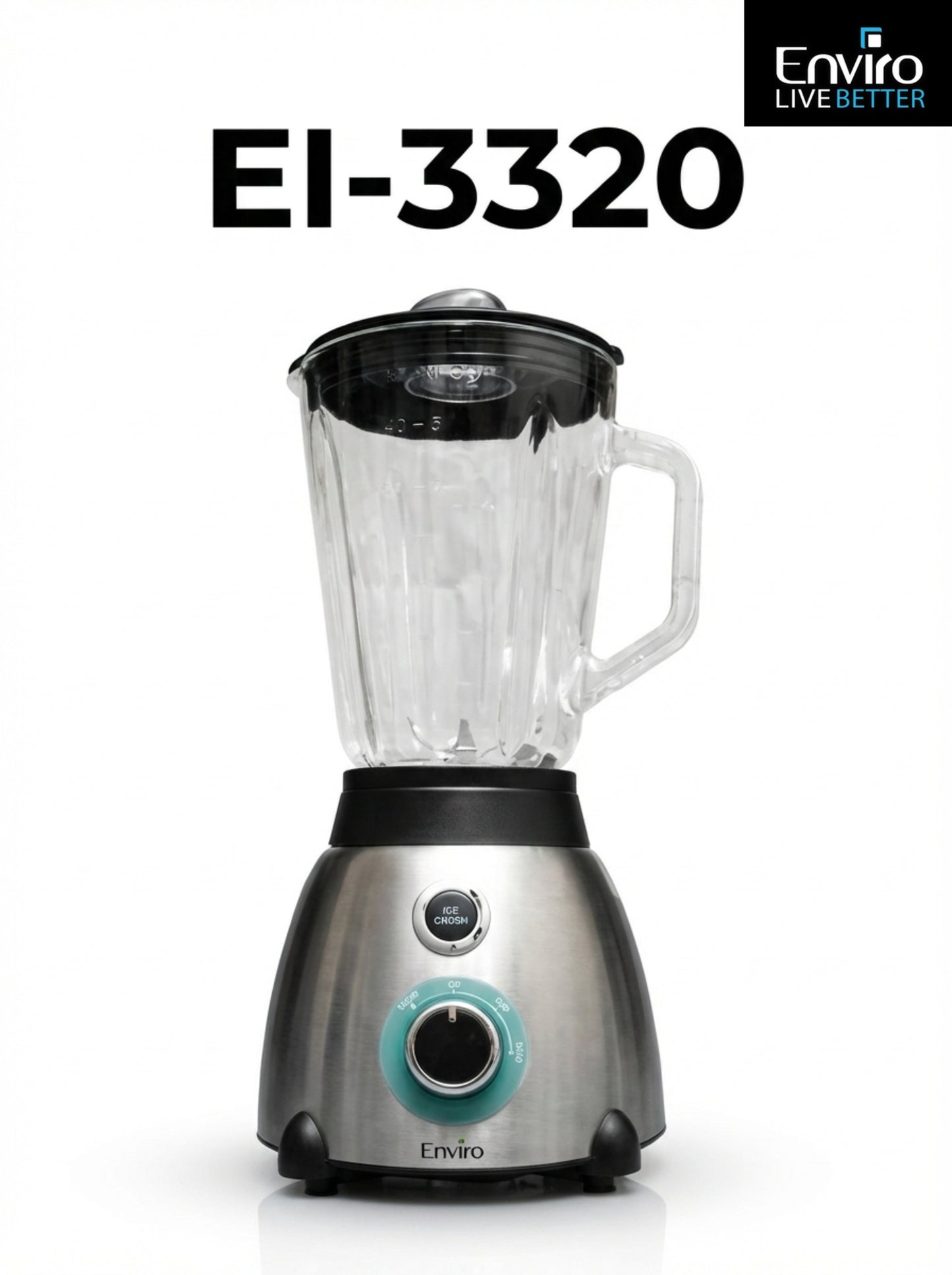 Enviro Countertop Blender EI-3320 – Powerful 600W Blender with 1.5L Glass Jar