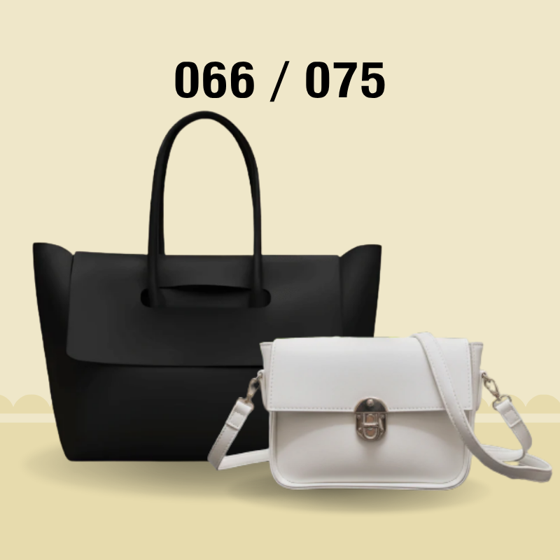 Elegant 2-Piece Handbag Collection: Beige Oversized Tote + Deep Red Sling Bag 066 / 075