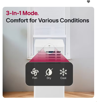 5,100 BTU (SACC) / 9,000 BTU (ASHRAE) Portable Air Conditioner, 150 Sq. Ft