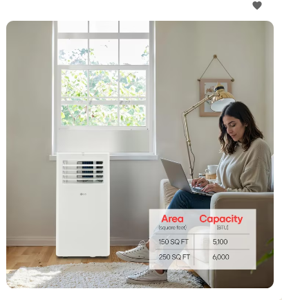 5,100 BTU (SACC) / 9,000 BTU (ASHRAE) Portable Air Conditioner, 150 Sq. Ft