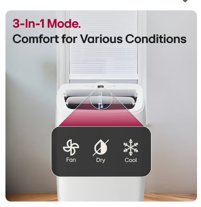 7,300 BTU (SACC) / 11,000 BTU (ASHRAE) Portable Air Conditioner, 300 Sq. Ft