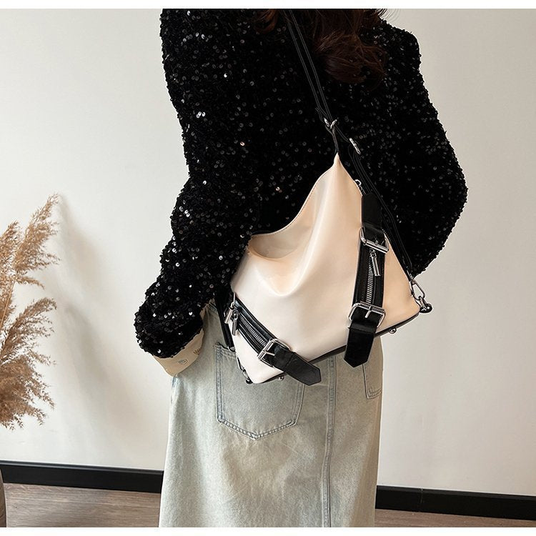 Women's Trendy Tote Bag Niche Design Trendy PU Ladies Backpack Casual Double-Strap ZTS-CR-160
