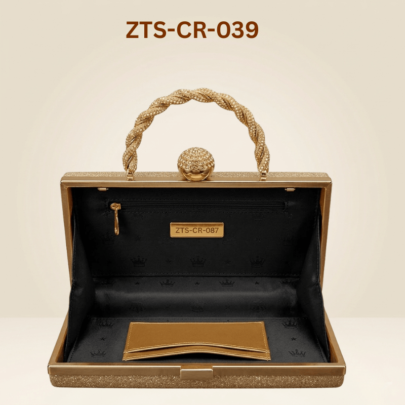 Clutch for women  Hard Case Clutch with Crystal LockZTS-CR-039