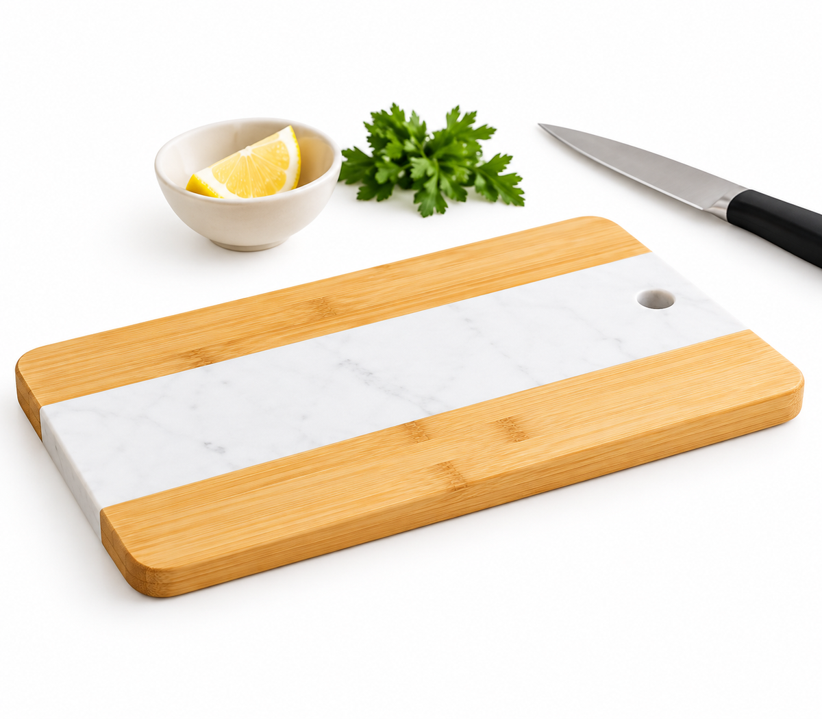 Bamboo & Marble Kitchen Serving  Cutting Board
