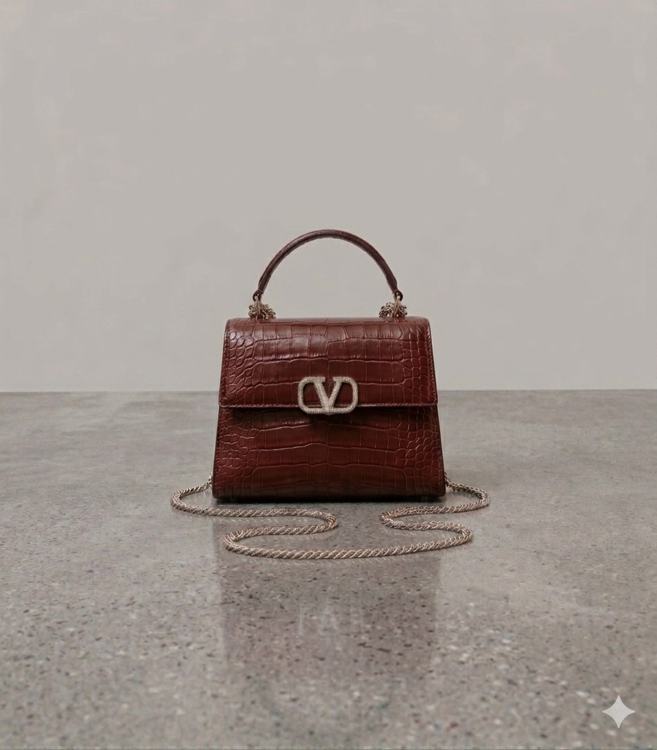 Handbag Green Crocodile Textured Ladies Handbag | Elegant Top Handle ZTS-CR-161