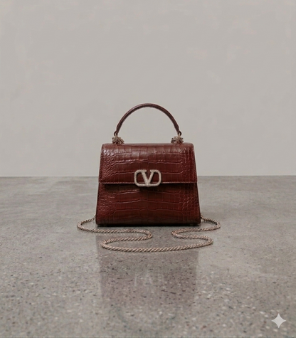 Handbag Green Crocodile Textured Ladies Handbag | Elegant Top Handle ZTS-CR-161