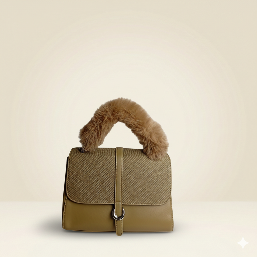 Modern Handbag Statement Fur-Handle Bag ZTS-CR-137