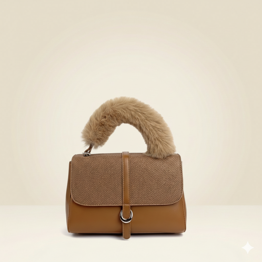 Modern Handbag Statement Fur-Handle Bag ZTS-CR-137