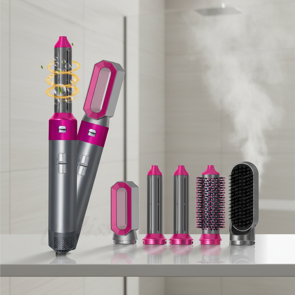 5-in-1 Hair Styler 1000W Electric Straightener & Curler Hot Air Brush (110/220V)