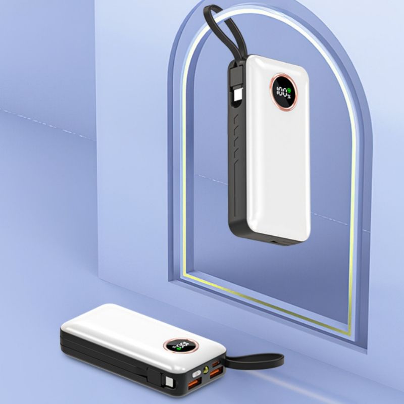 20000mAh Portable Power Bank - Built-in Cables