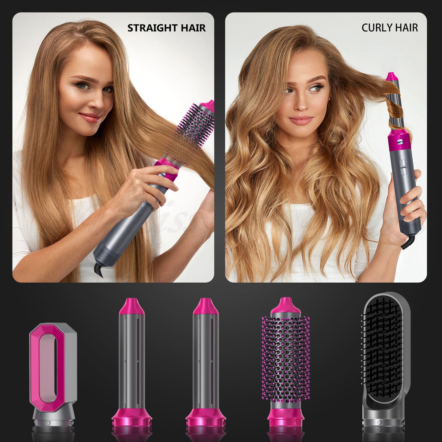 5-in-1 Hair Styler 1000W Electric Straightener & Curler Hot Air Brush (110/220V)