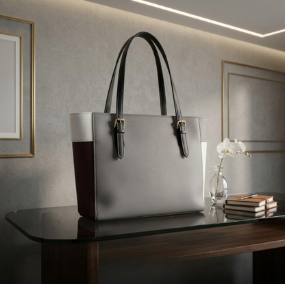 Chic Multi-Color Patchwork Structured Tote Bag ZTS-CR-052