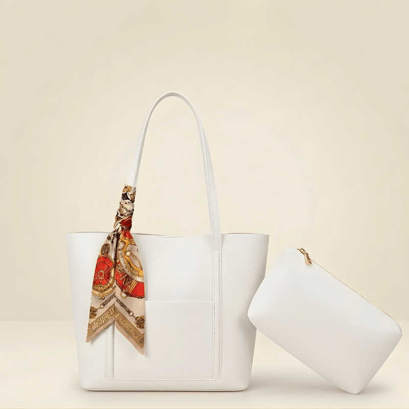 Trendy Brown Tote Bag with Scarf & Pouch ZTS-CR-049