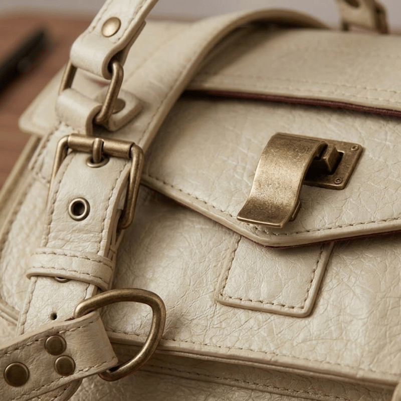 Vintage Crinkled Ladies Satchel Dual Buckle Strap ZTS-CR-163