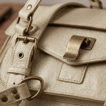 Vintage Crinkled Ladies Satchel Dual Buckle Strap ZTS-CR-163