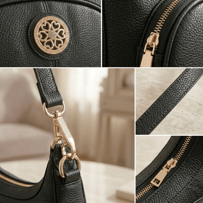 Crescent Hobo Ladies Handbag Circular Filigree Emblem ZTS-CR-165