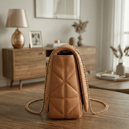 Large Quilted Ladies Shoulder Bag Gold Chain ZTS-CR-167