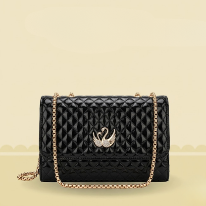 Luxury Quilted Ladies Clutch Crystal Swan Emblem ZTS-CR-157