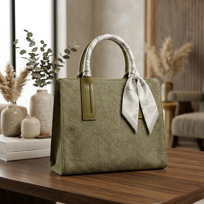 Handbag Luxury Textured Ladies Tote Bag Silk Scarf ZTS-CR-146